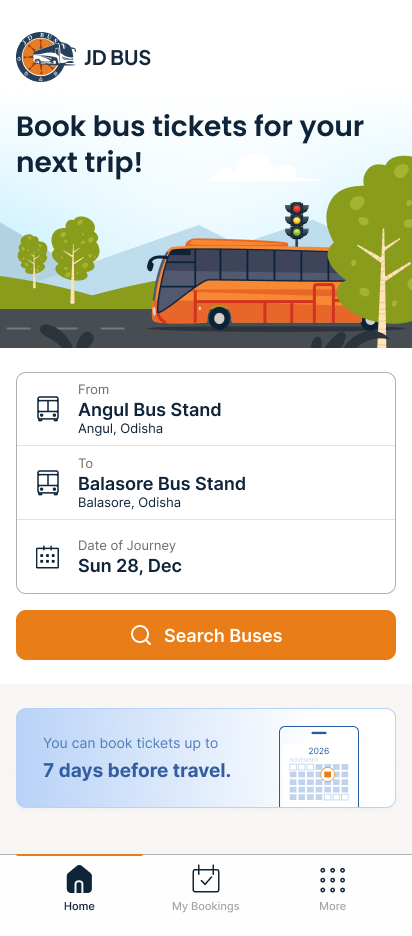JD Bus Home Screen